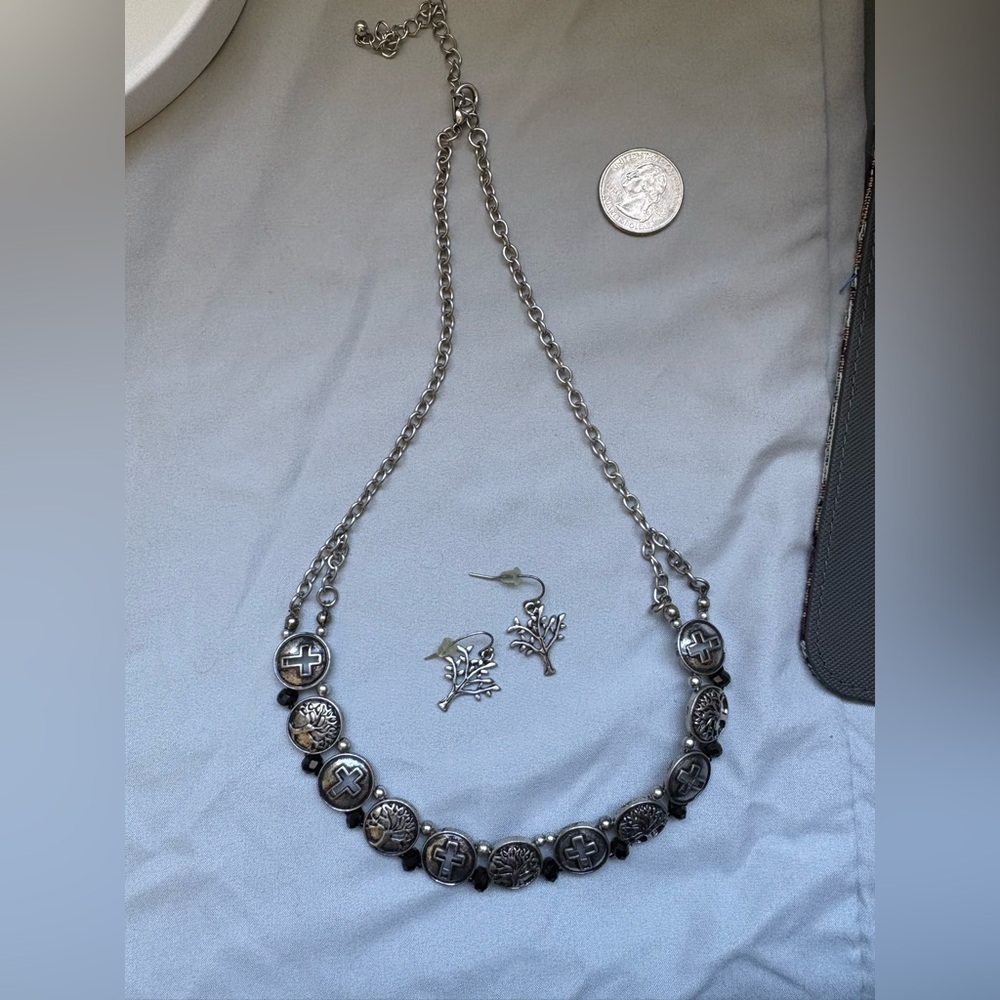 Chic Silver Necklace with Engraved Charms